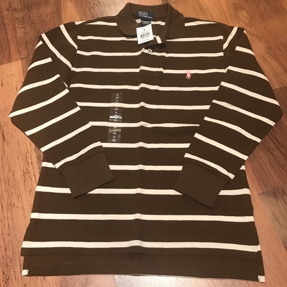 Polo Ralph Lauren Other - ✨NWT: Long sleeve stripe brown & cream POLO shirt✨